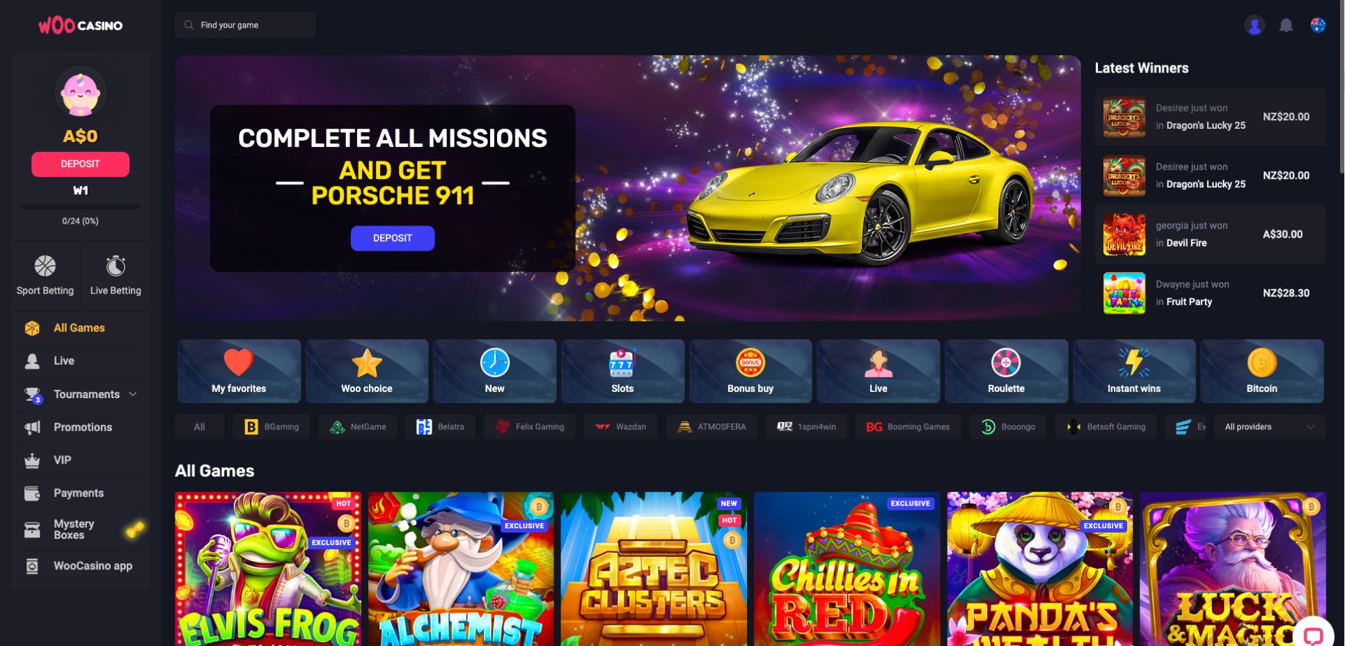 WooCasino Home Page