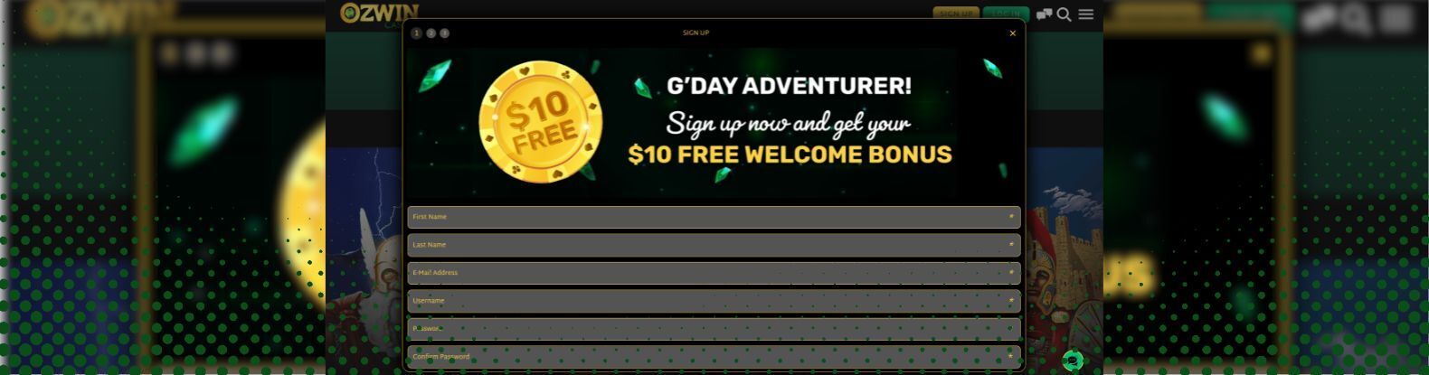 This is a screenshot at Signup process at Ozwin Casino