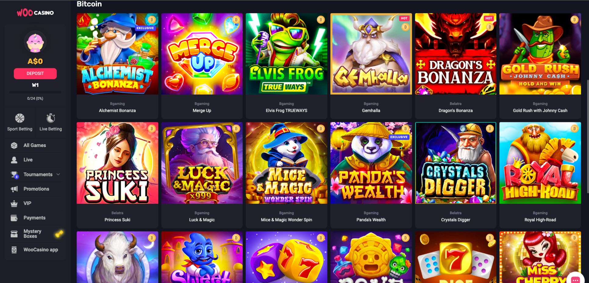 WooCasino Bitcoin Games