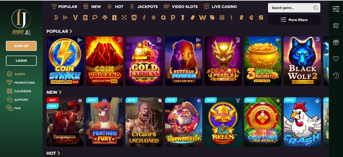 Jackpot Jill Casino Popular Games