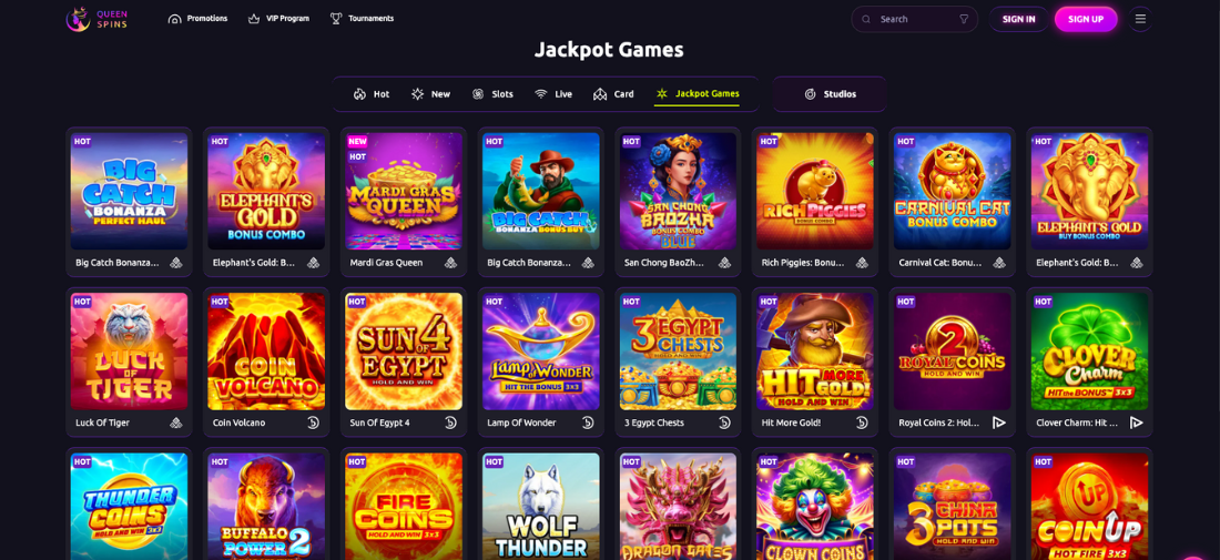 Queenspins Casino Jackpot Games