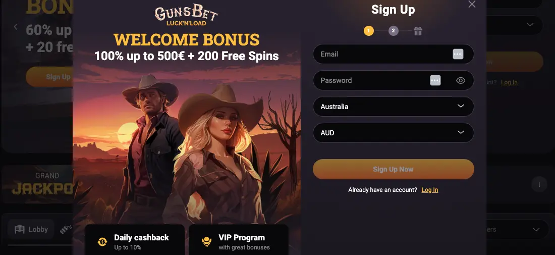 Gunsbet Signup 1