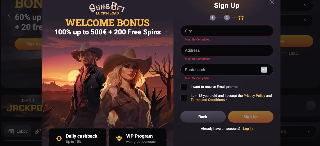 Gunsbet Signup 3