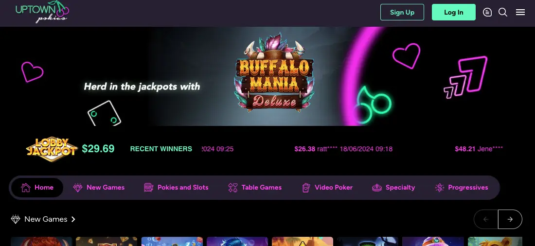 Uptown Pokies Homepage