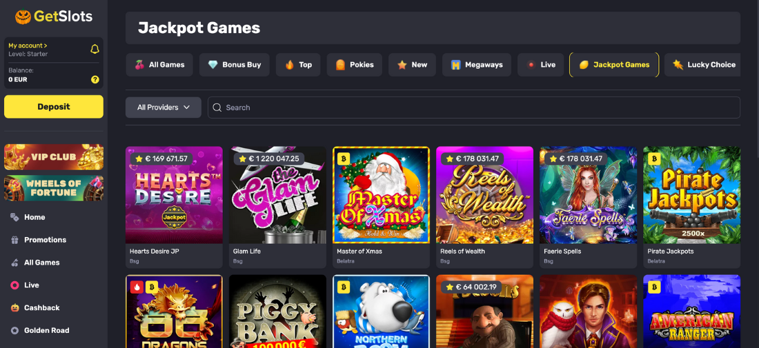 GetSlots Casino Jackpot Games