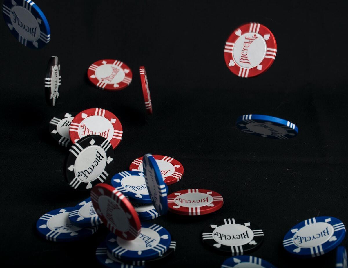 casino chips on black background