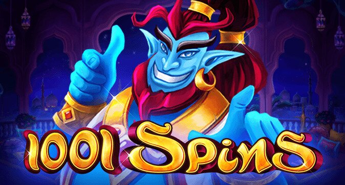 1001 spins logo with blue genie