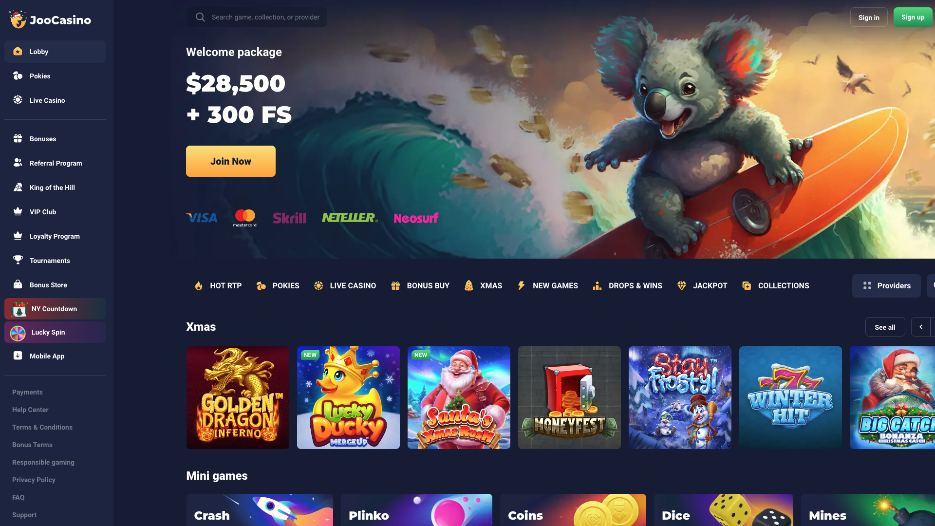 Joo Casino Homepage