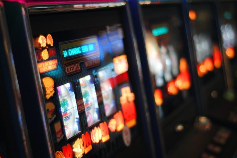 row of slightly burred pokie machines