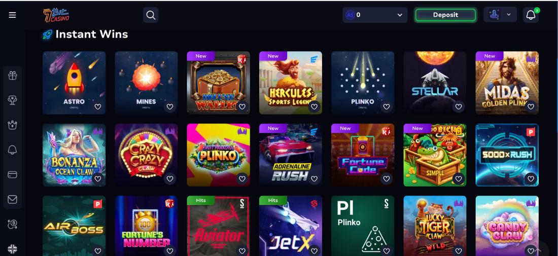 7Bit Casino Instant Wins