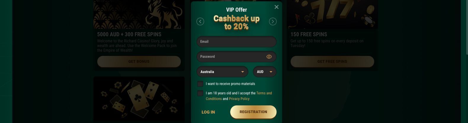 Registration at Richard Casino is easy