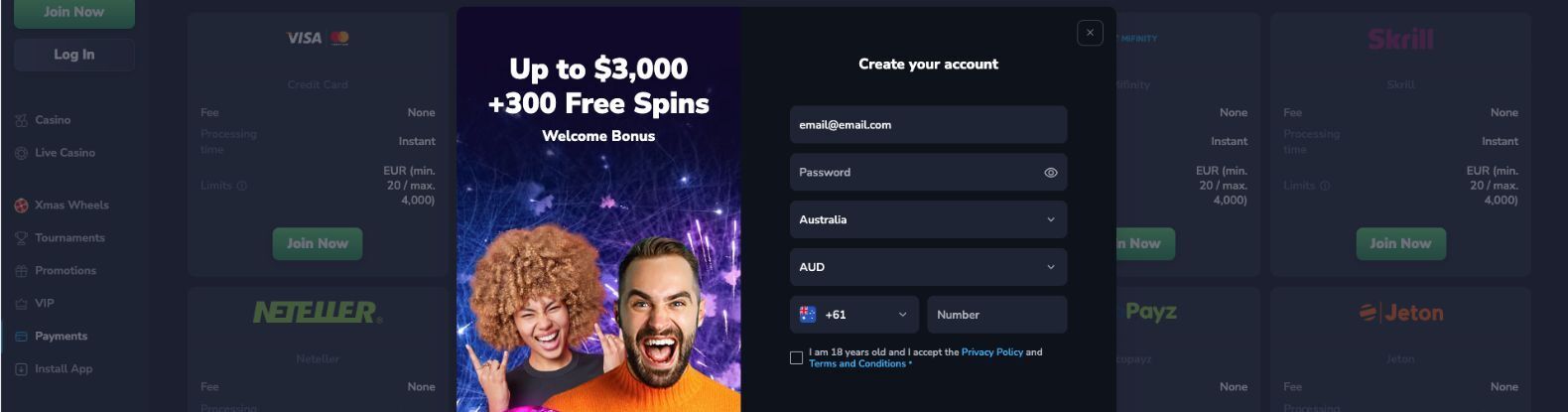 LuckyWins Registration