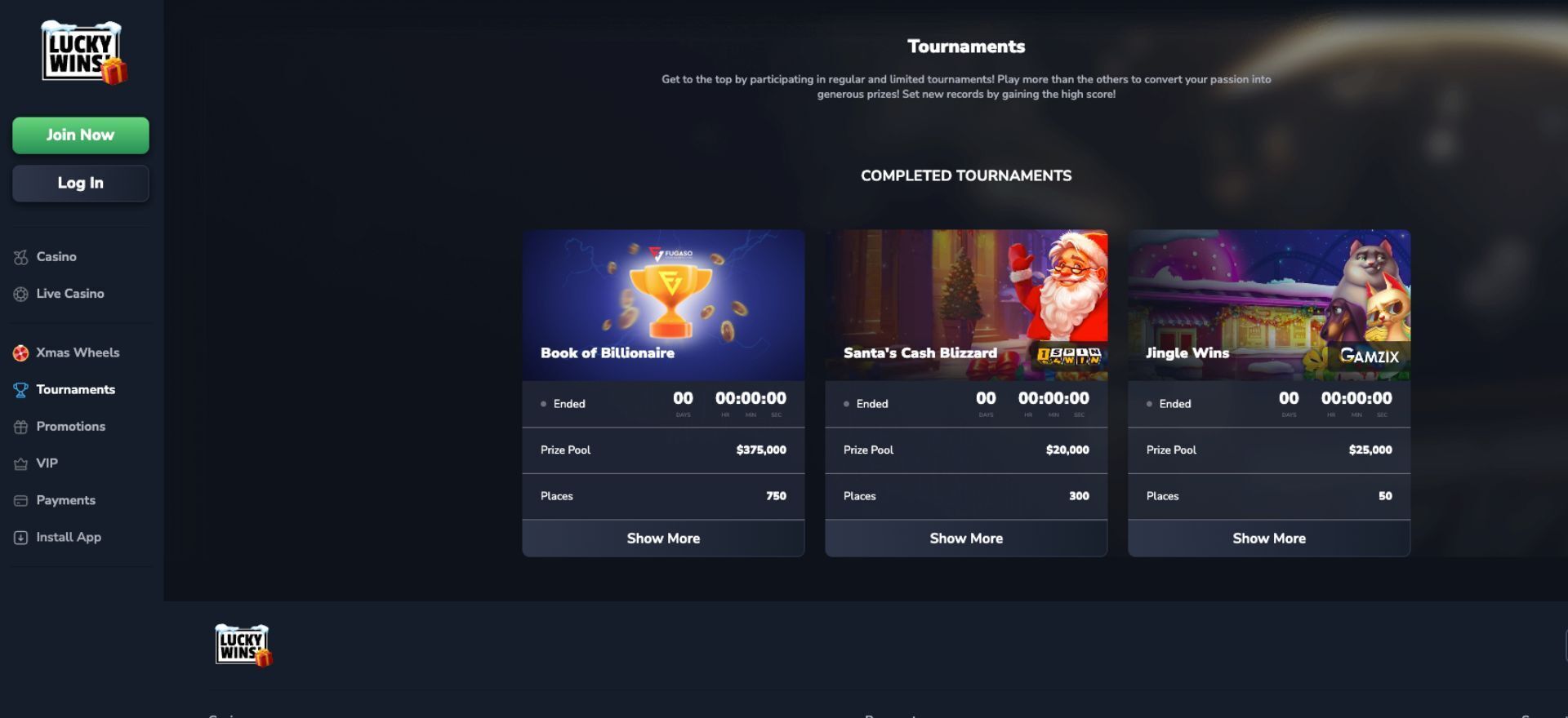 LuckyWins Tournaments