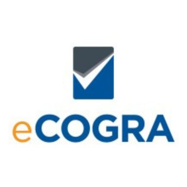 eCOGRA logo in yellow and gold text with a grey, blue, and white checkmark symbol on a white background