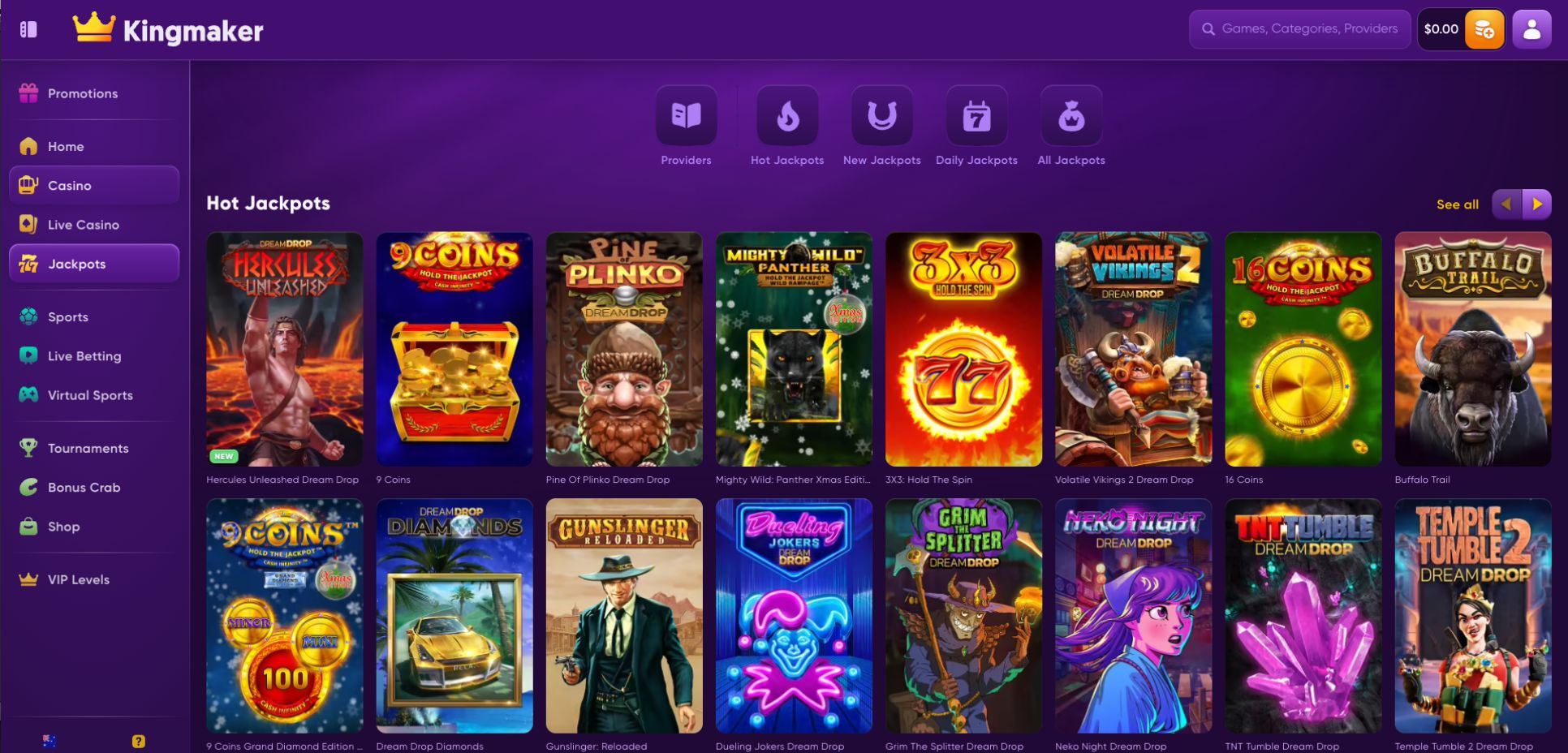 Kingmaker Casino Hot Jackpots