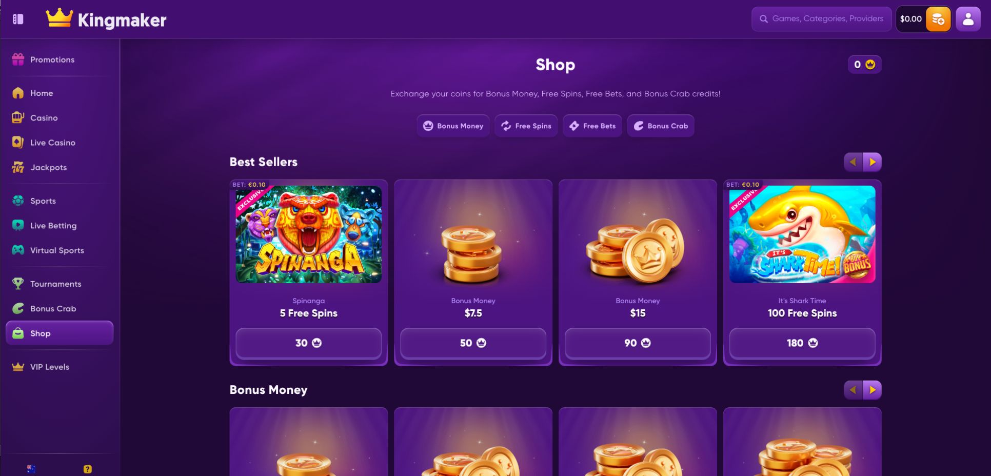 Kingmaker Casino Shop