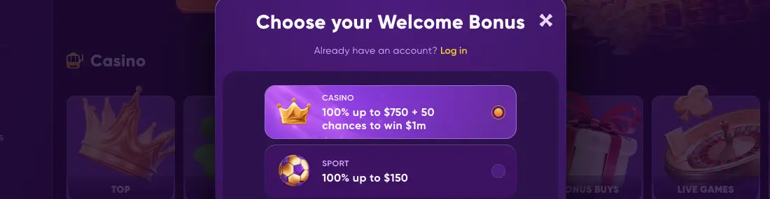 Kingmaker Casino Sign Up form with offers