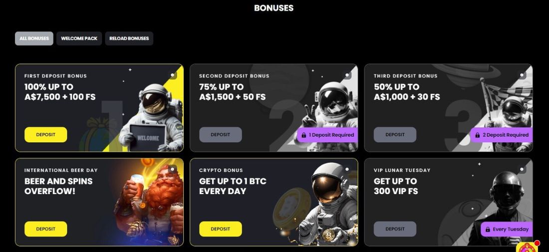 MoonWin Casino Bonuses