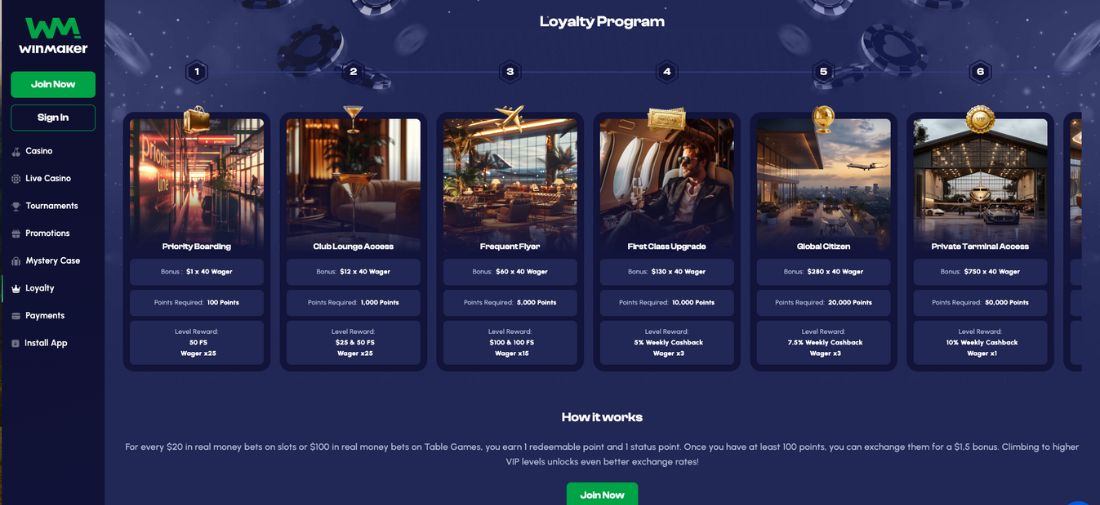 WinMaker Casino Loyalty Program