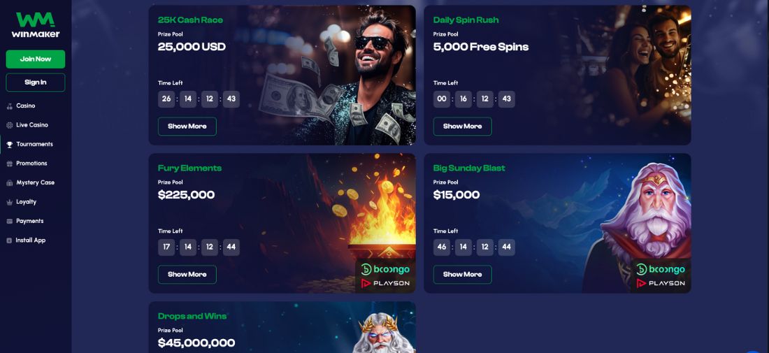 WinMaker Casino Tournaments