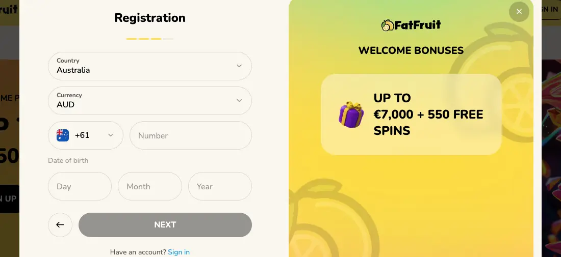 FatFruit Signup Step 3