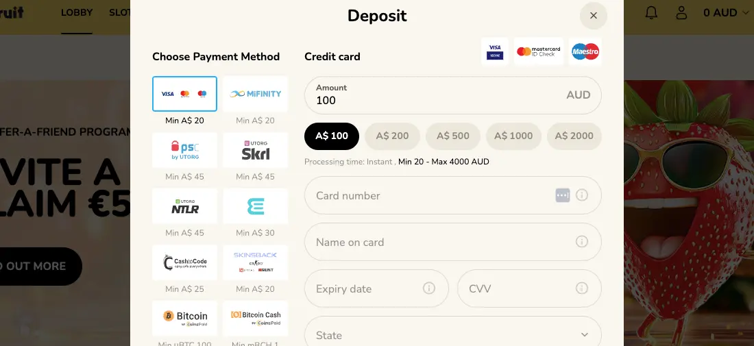 FatFruit Deposit Methods