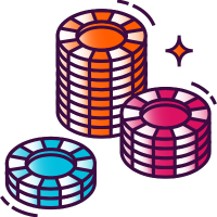 Icon of poker chips stacked together, symbolizing gambling and card games, with vibrant colors and distinct designs.