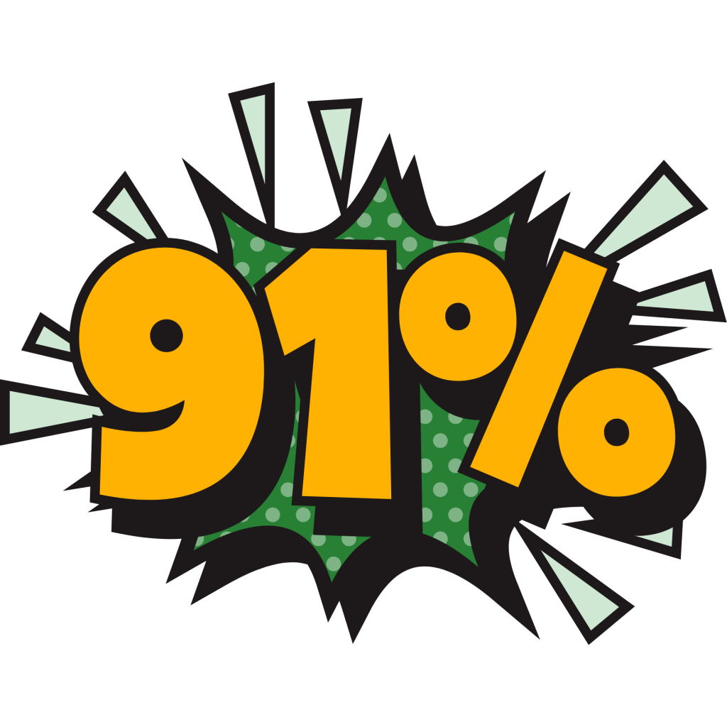 Cartoon graphic of pokies RTP featuring the bold text "99 %" in a vibrant and eye-catching design.