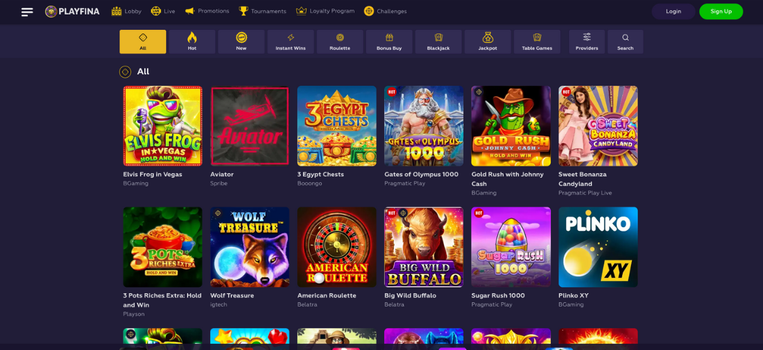 Playfina Casino Game Library