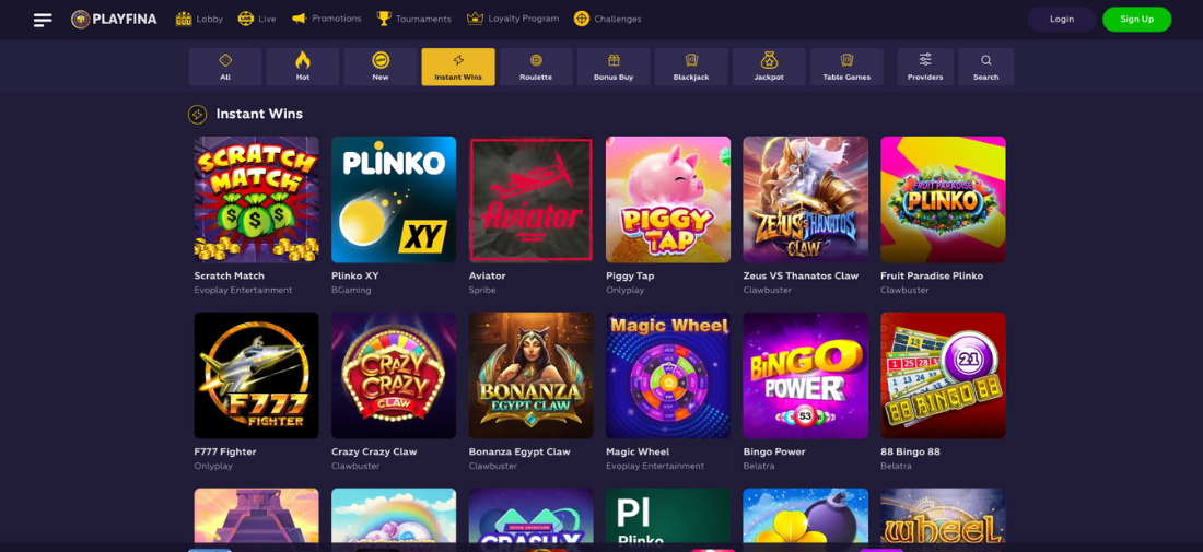 Playfina Casino Instant Win Games