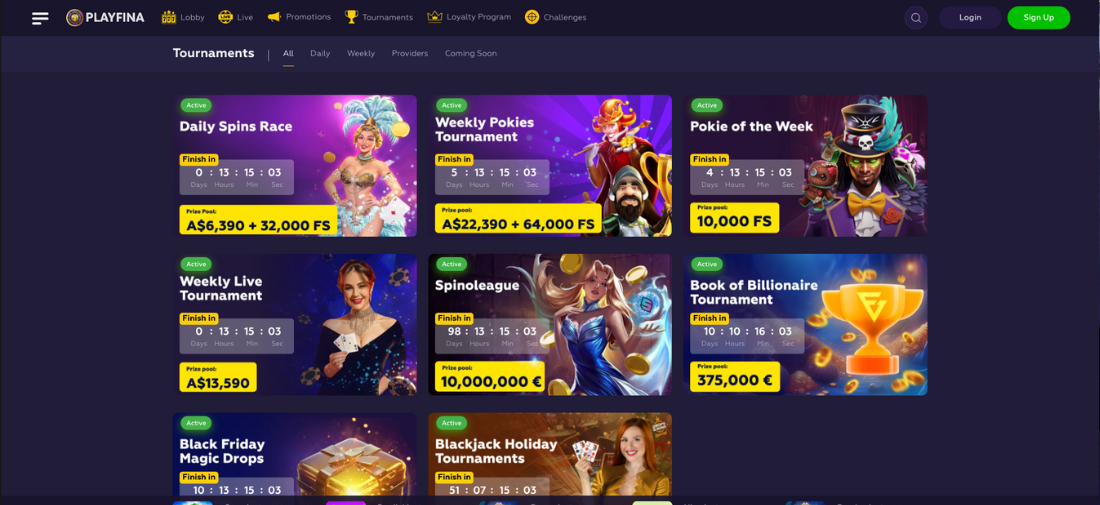 Playfina Casino Tournaments