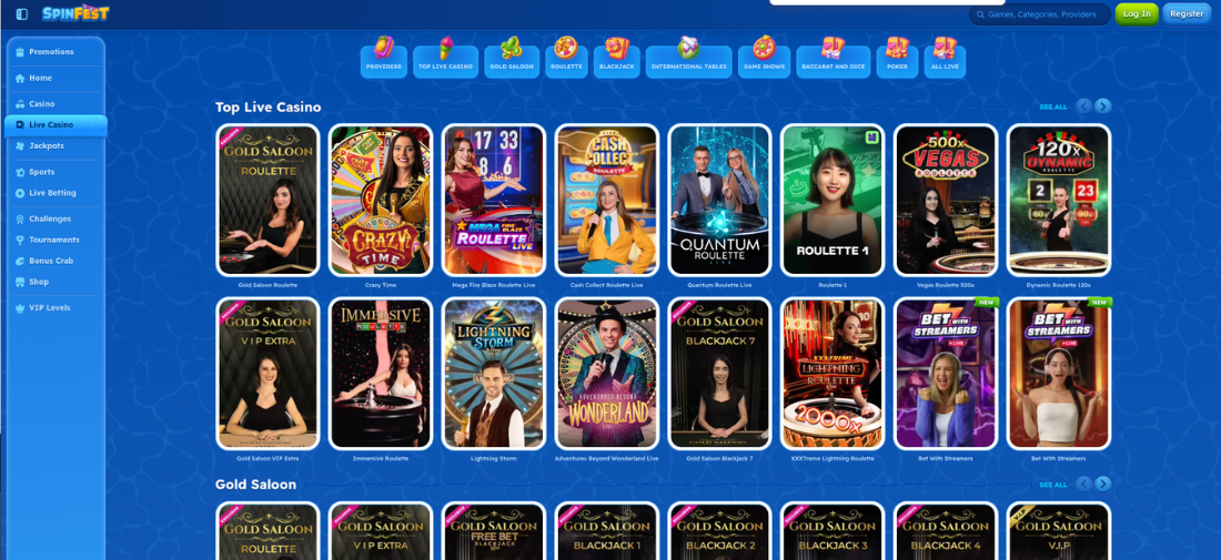 Spinfest Casino Live Games