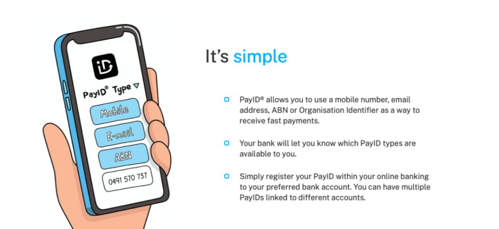 A smartphone displaying the PayID mobile app interface, showcasing payment options and user-friendly navigation.