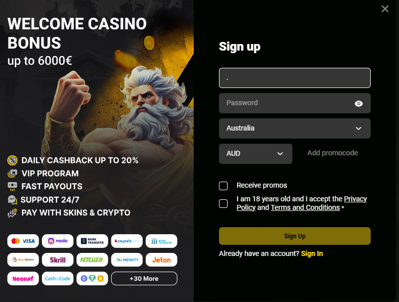 BetiBet Casino Registration 1