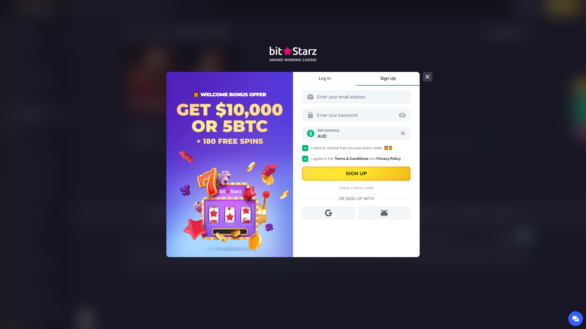 BitStarz Casino Registration