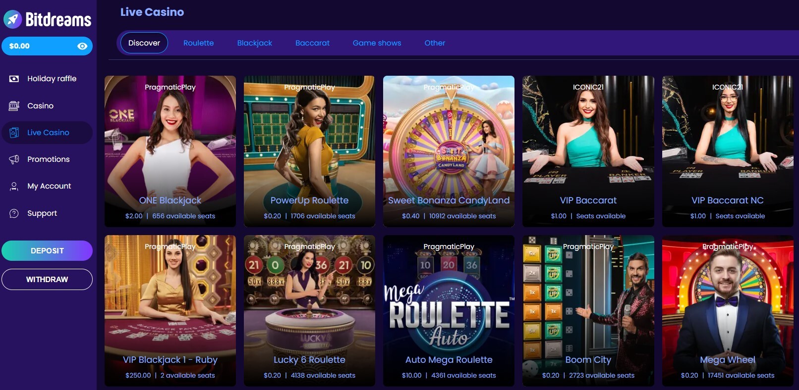 Bitdreams Live Casino