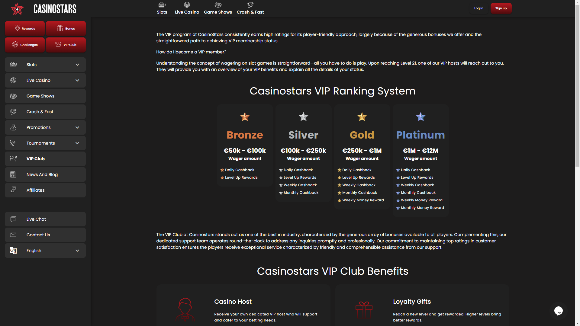 CasinoStars VIP Program