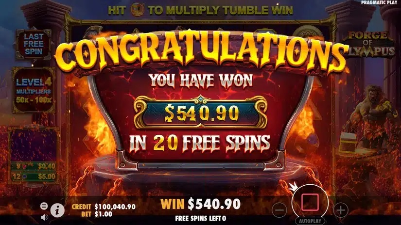 Forge of Olympus free spin wins